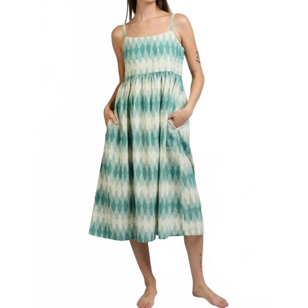 NEW MATA TRADERS mata traders sofia midi dress in teal ikat